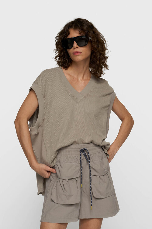 10Days mesh top met v hals fog