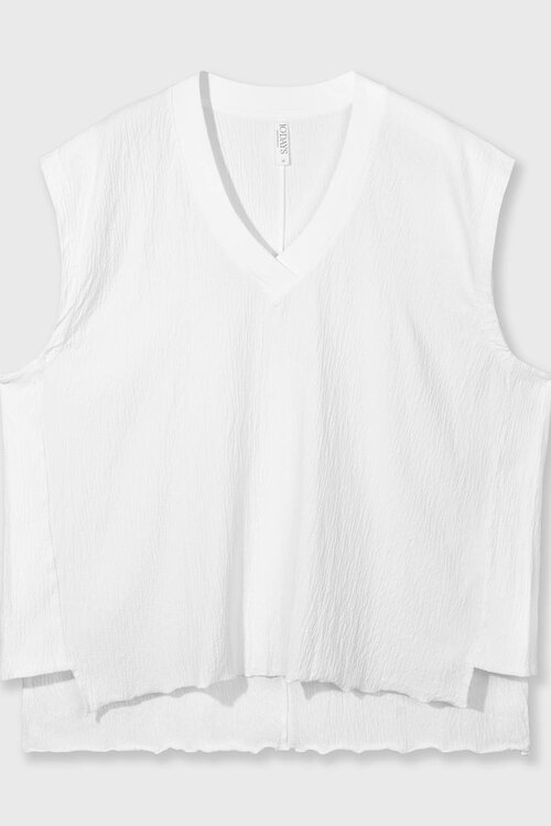 10Days ecru v hals crinkle top