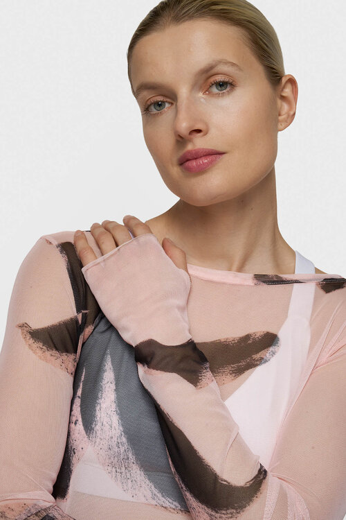 10Days flower mesh long sleeve powder
