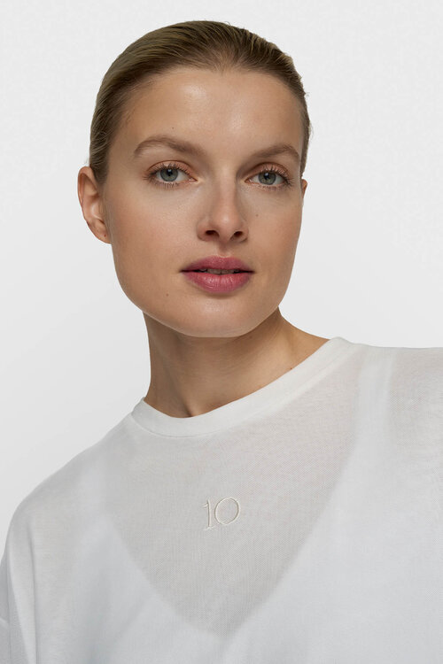 10Days mesh tee met ballonvorm ecru