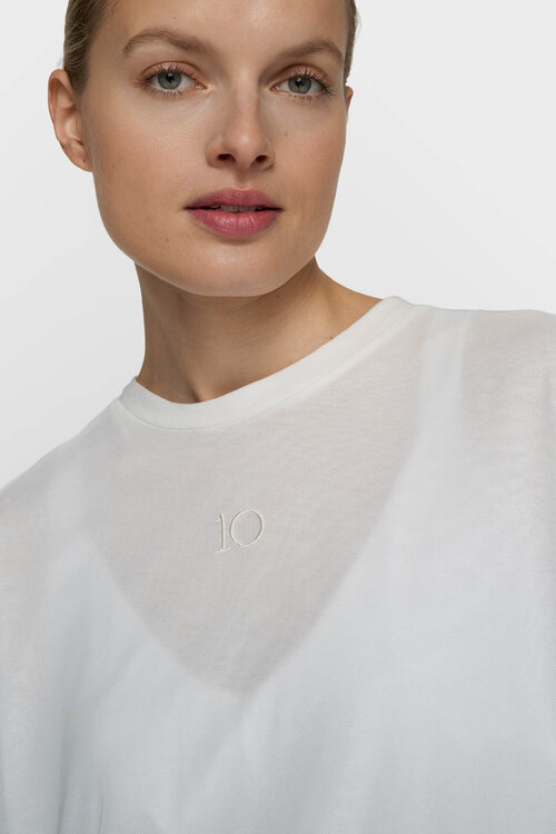 10Days mesh tee met ballonvorm ecru