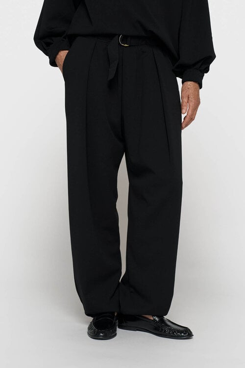 10Days zwarte belted pants van crepe