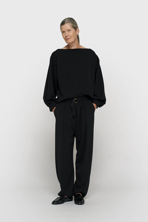 10Days zwarte belted pants van crepe