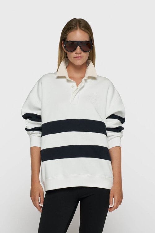 10Days rugby sweater met statement streep