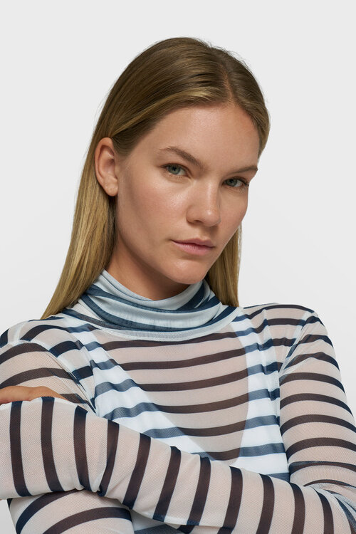 10Days gestreepte mesh longsleeve night