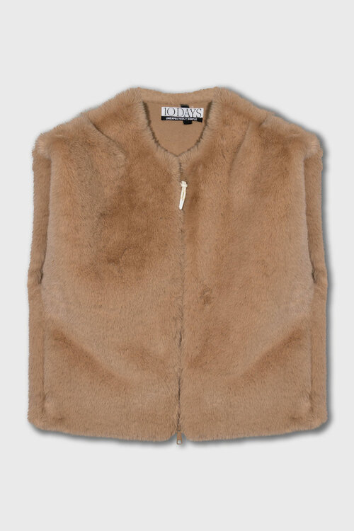 10Days mouwloze fluffy bodywarmer camel