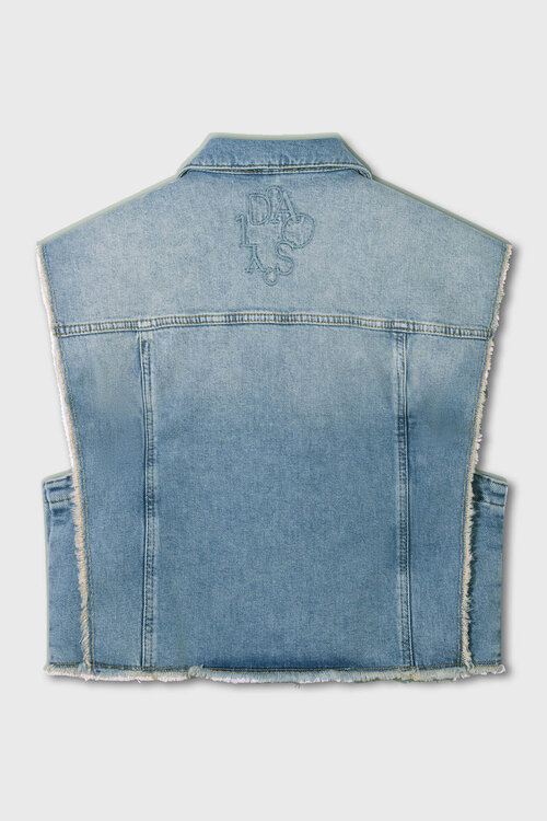 10Days korte denim gilet blauw