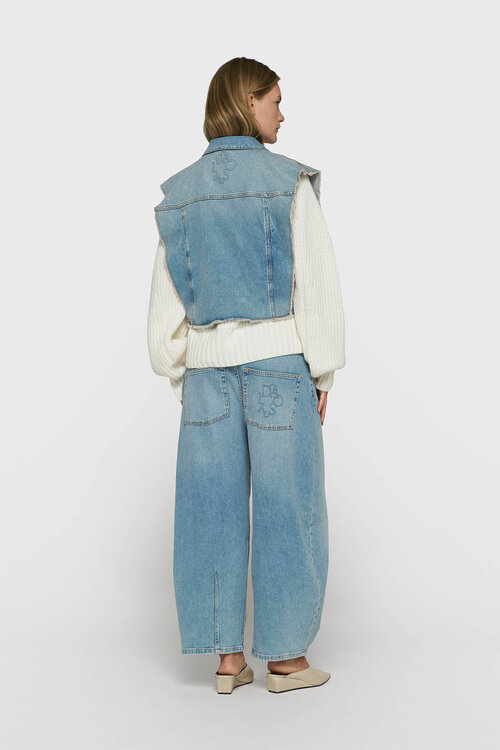 10Days blauwe wide tapered denim broek