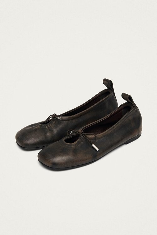 ALOHAS Rosalind Leren Ballerina's in Bruin
