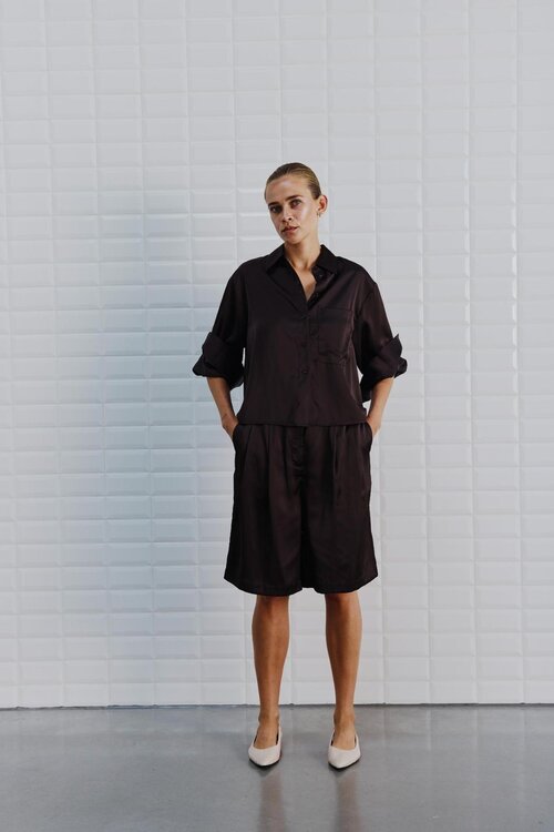 WITHBLACK Bruine WBLPADDIE SATEEN KORTE BROEK