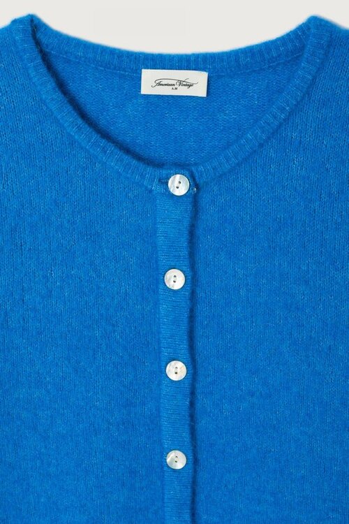 American Vintage Vitow Gebreid Vest in Kobalt Blauw