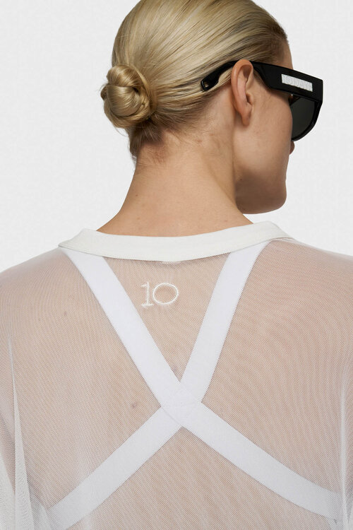 10Days Ecru mesh T-shirt