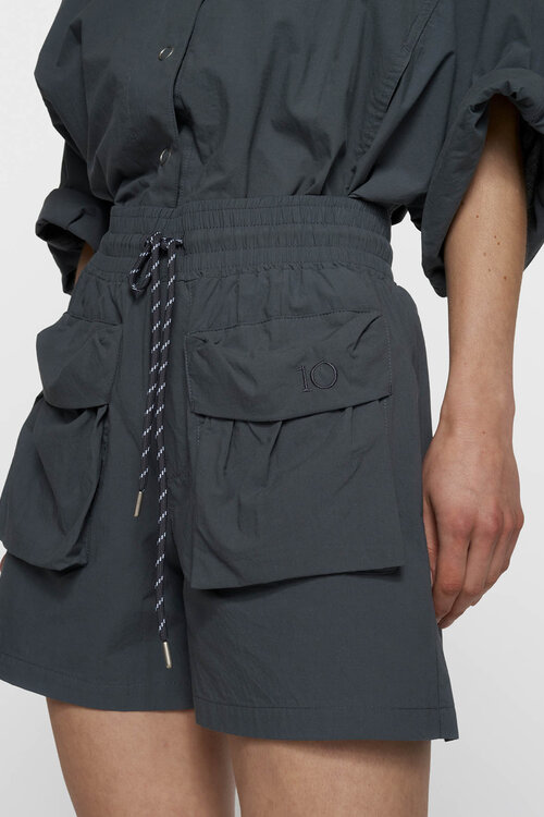 10Days Steel Blue utility shorts met kreukeffect