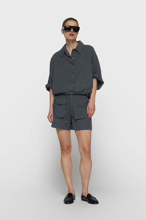 10Days Steel Blue utility shorts met kreukeffect