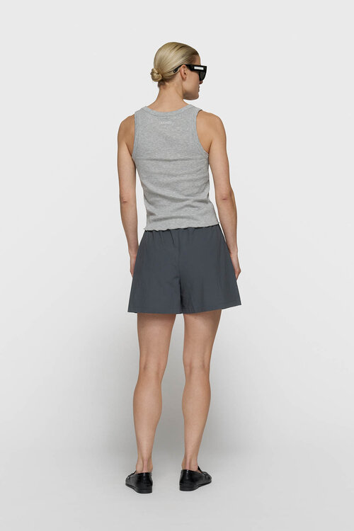 10Days Grijze ribgebreide tanktop van zacht materiaal