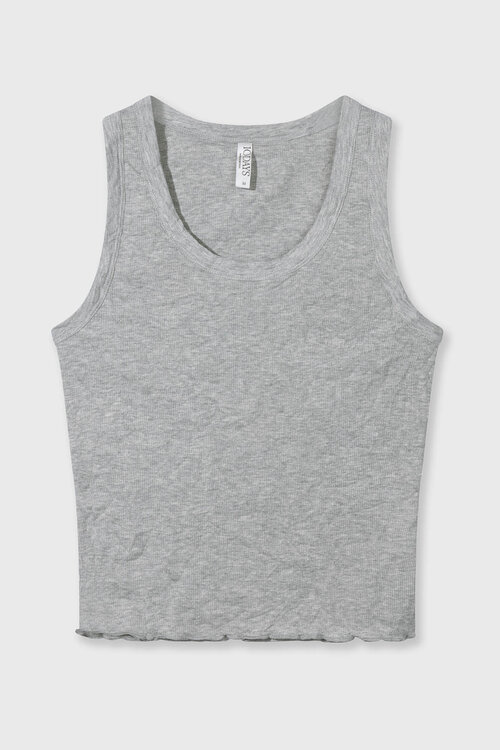 10Days Grijze ribgebreide tanktop van zacht materiaal