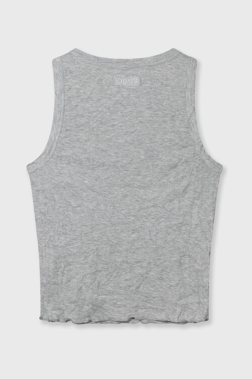 10Days Grijze ribgebreide tanktop van zacht materiaal