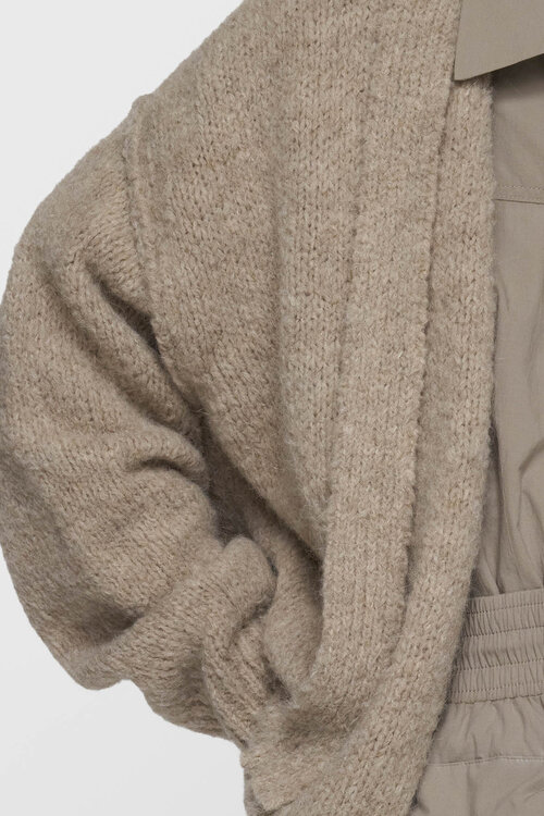 10Days kort gebreid vest met riem in mistkleur
