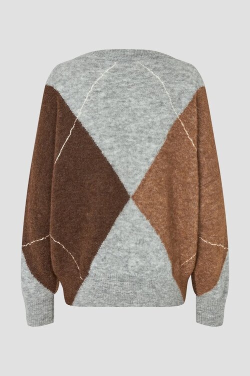 Second Female Forca Knit Vneck in grijs