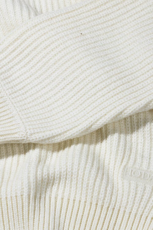 10Days ecru rib knit zip cardigan