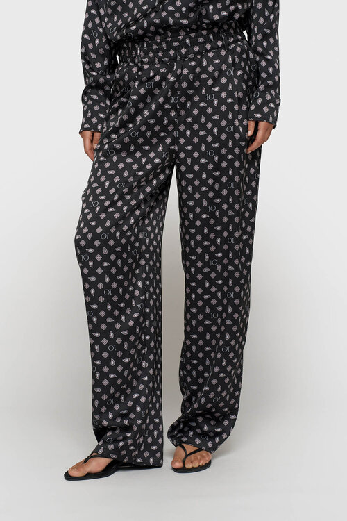 10Days zwarte fluid pants met paisley