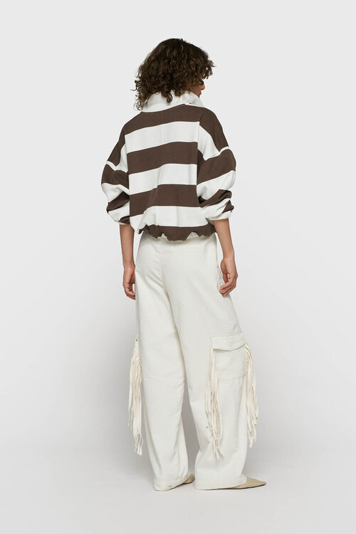 10Days balloon sweater met baseballlook bruin