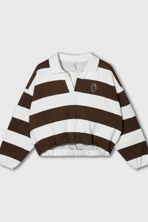 10Days balloon sweater met baseballlook bruin