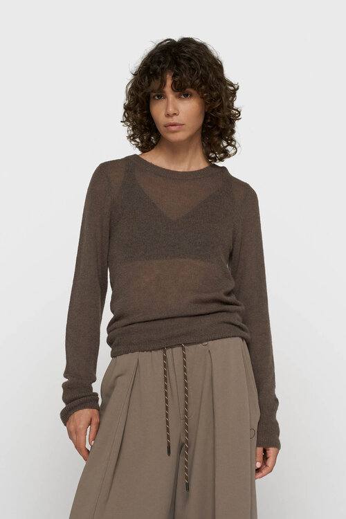 10Days slanke fijngebreide sweater bruin