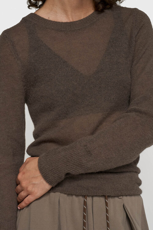 10Days slanke fijngebreide sweater bruin