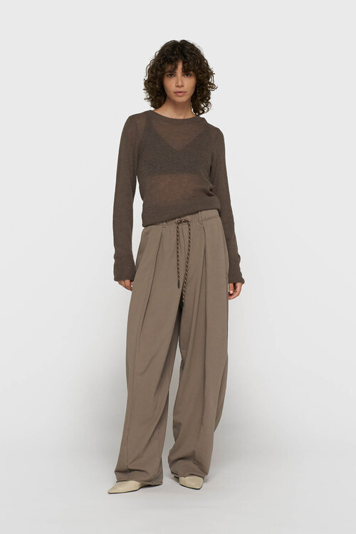 10Days slanke fijngebreide sweater bruin