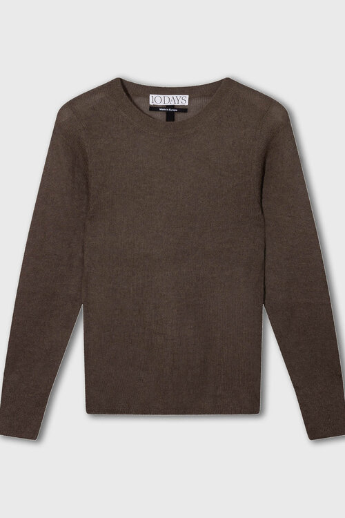 10Days slanke fijngebreide sweater bruin