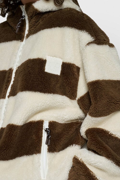 10Days gestreepte teddy zip hoodie bruin