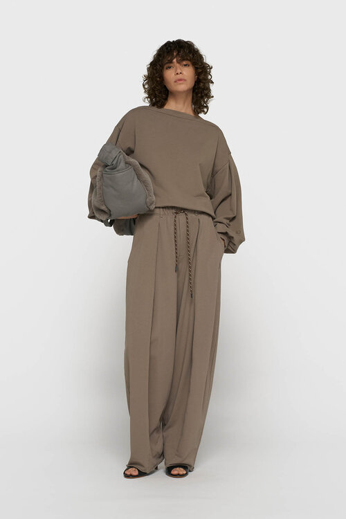 10Days fleece top met boothals bruin