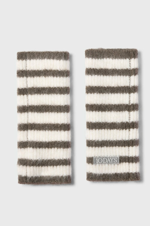 10Days gestreepte hairy knit handschoenen brui