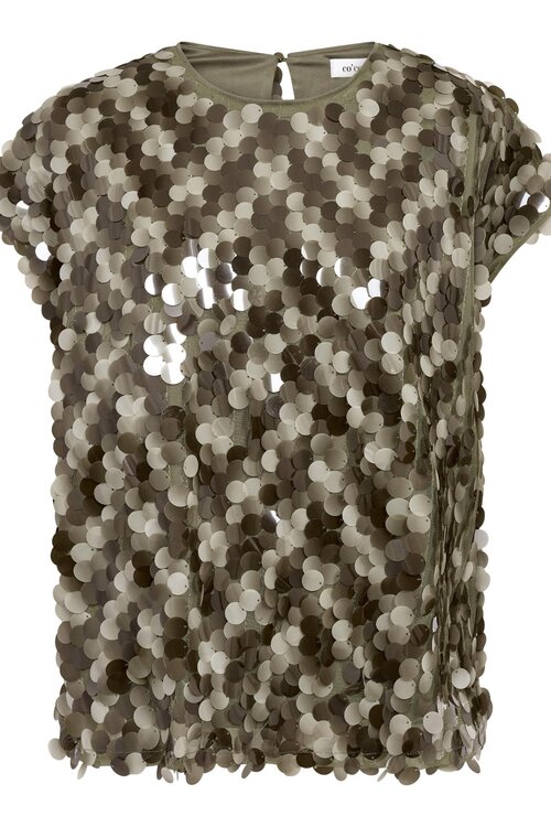 Co'couture Rhea pailletten top army