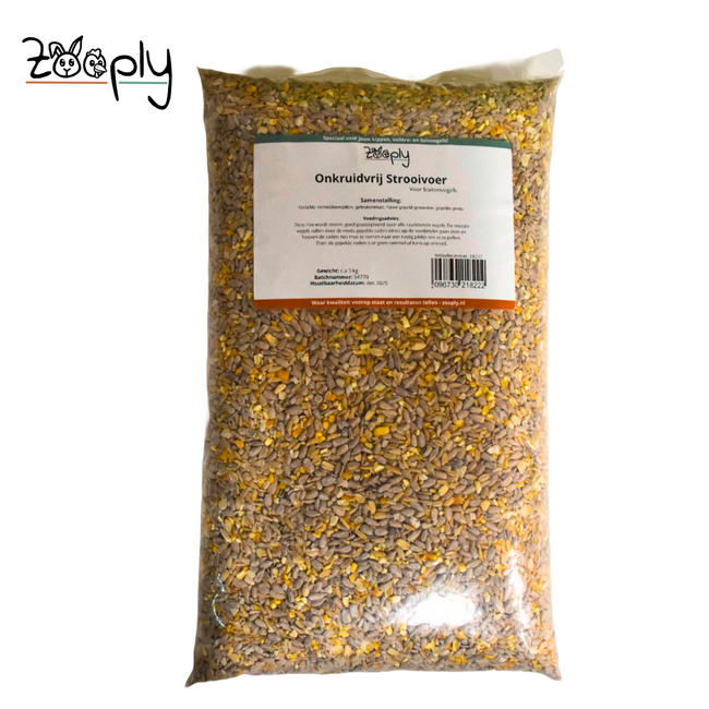 Onkruidvrij strooivoer voor de buitenvogels – Samenstelling zonder schillen waardoor je geen onkruid krijgt – In zak verpakt – 3 kg