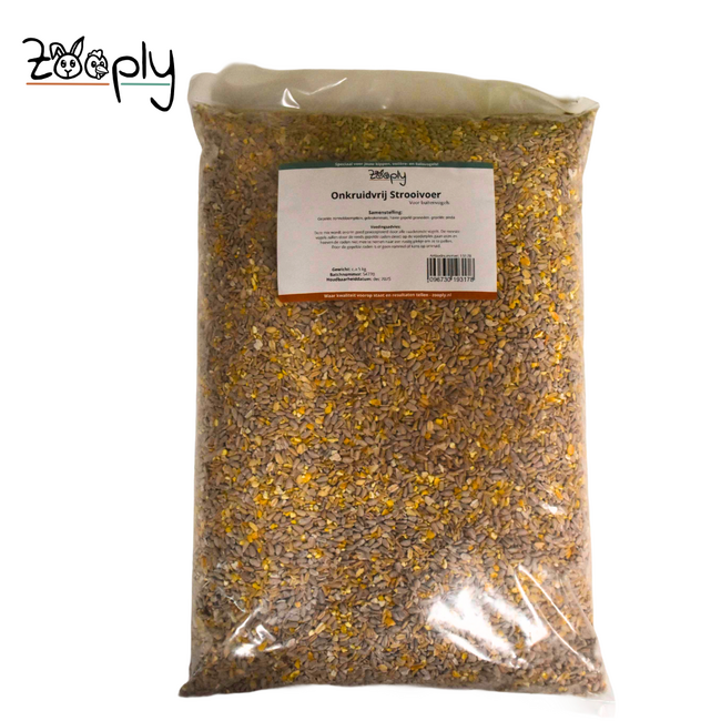 Onkruidvrij strooivoer voor de buitenvogels – Samenstelling zonder schillen waardoor je geen onkruid krijgt – In zak verpakt – 7,5 kg
