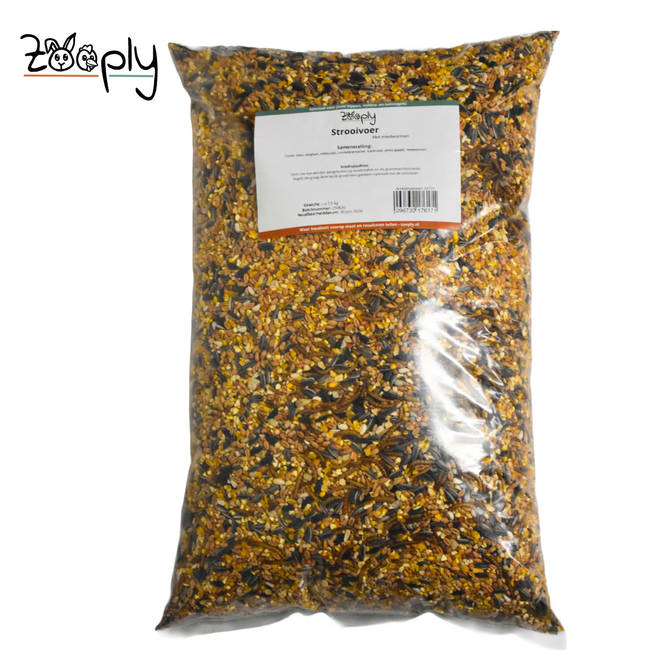 Strooivoer met meelwormen voor de buitenvogels – Mooie samenstelling van verschillende zaden voor de vogels – In zak verpakt – 7,5 kg