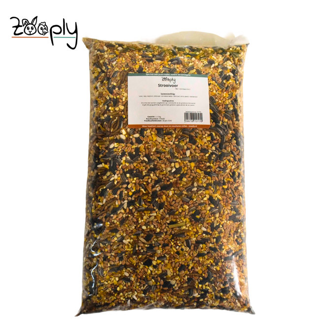 Strooivoer met meelwormen voor de buitenvogels – Mooie samenstelling van verschillende zaden voor de vogels – In zak verpakt – 3 kg