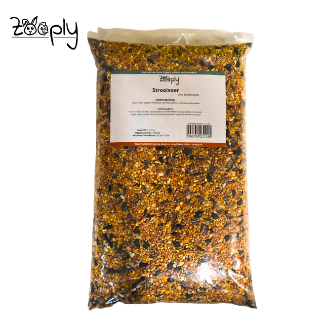Strooivoer voor de buitenvogels – Mooie samenstelling van verschillende zaden voor de vogels – In zak verpakt – 3 kg