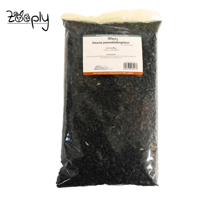 Zwarte zonnebloempitten voor de buitenvogels – Gezonde lekkerij voor de vogels buiten in de tuin – 1 kg
