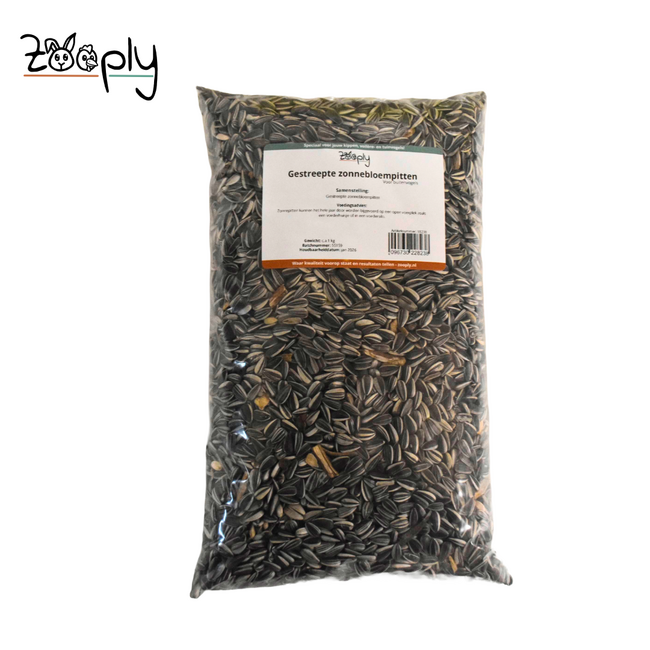 Gestreepte zonnebloempitten voor de buitenvogels – Gezonde lekkerij voor de vogels buiten in de tuin – 1 kg