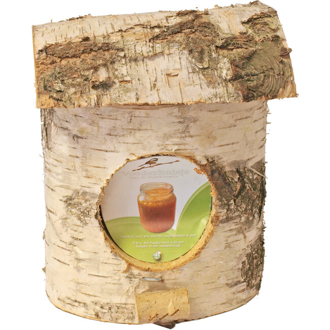 Pindakaaspot houder voor in de tuin – Speciaal voor vogelpindakaas – Berkenhout