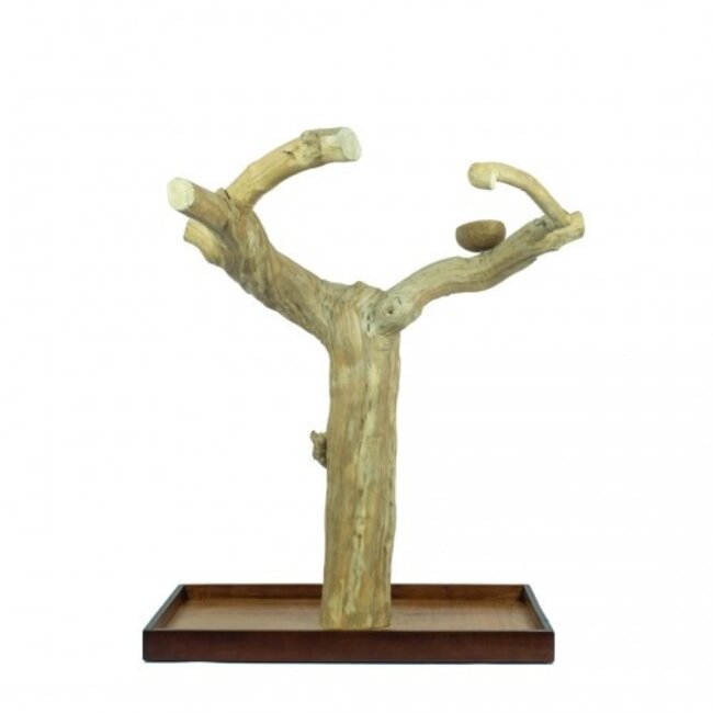 Java Playstand - Tafelstandaard van Java hout met plateau voor grote papegaaien en ara's - X-Large
