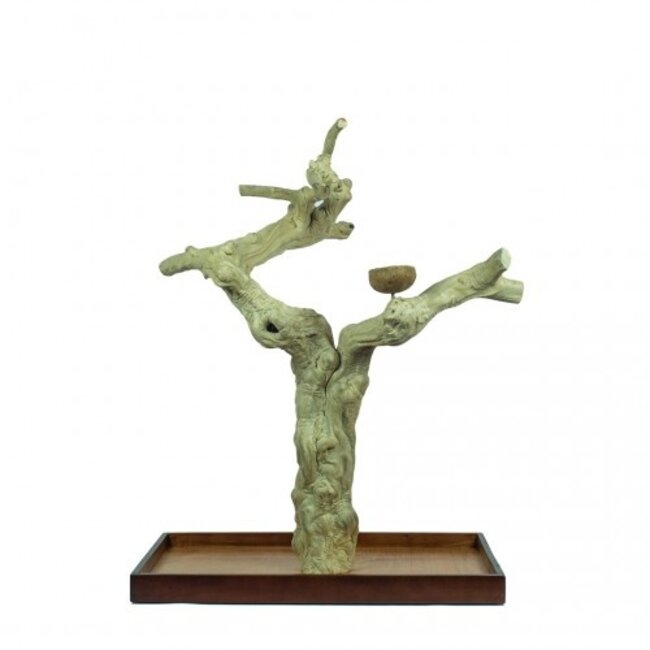 Java Playstand - Tafelstandaard van Java hout met plateau voor grote papegaaien en ara's - X-Large
