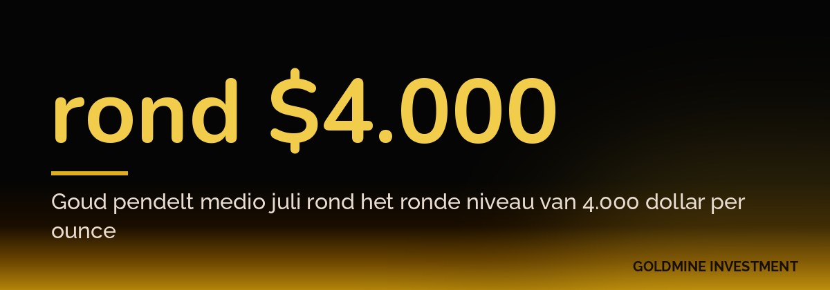 rond $4.000 Goud pendelt medio juli rond het ronde niveau van 4.000 dollar per ounce