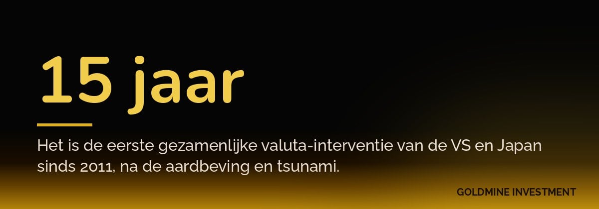 15 jaar Het is de eerste gezamenlijke valuta-interventie van de VS en Japan sinds 2011, na de aardbeving en tsunami.