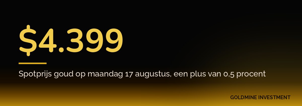 $4.399 Spotprijs goud op maandag 17 augustus, een plus van 0,5 procent