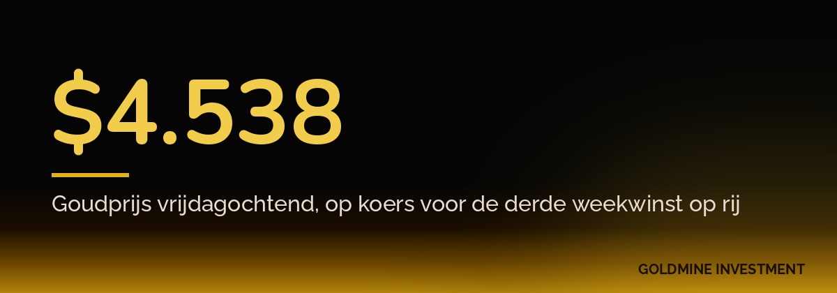 $4.538 Goudprijs vrijdagochtend, op koers voor de derde weekwinst op rij