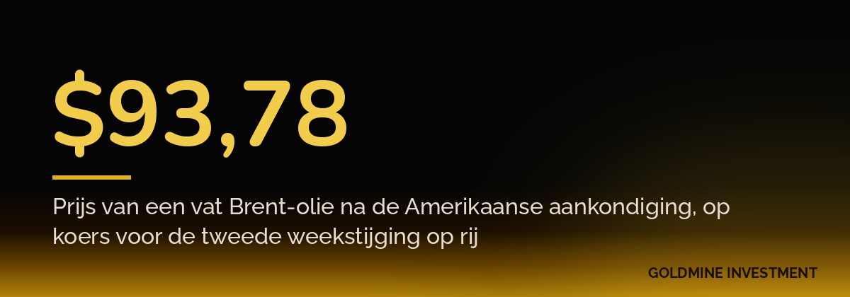 $93,78 Prijs van een vat Brent-olie na de Amerikaanse aankondiging, op koers voor de tweede weekstijging op rij